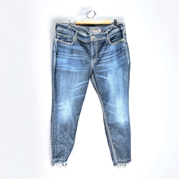ANGELICA Jeans Donna Suki Mid Super Skinny – Vita Media Elasticizzati, Denim Indaco Scuro Con Finiture Artigianali